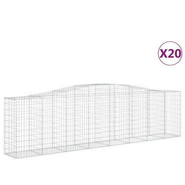 vidaXL Συρματοκιβώτια Τοξωτά 20 τεμ. 400x50x100/120 εκ. Γαλβαν. Ατσάλι