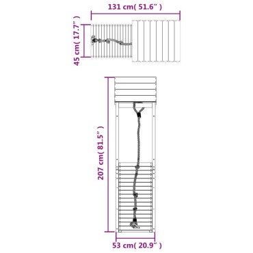 vidaXL Σπιτάκι Παιχνιδιού με Τοίχο Αναρρίχησης από Μασίφ Ξύλο Πεύκου