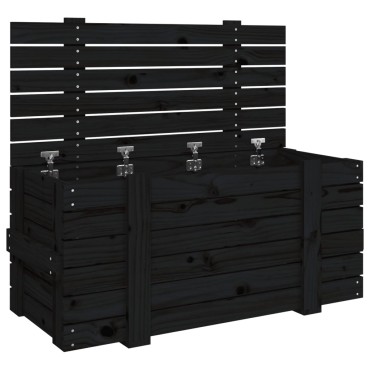 vidaXL Κουτί Αποθήκευσης Μαύρα 91x40,5x42 εκ. Μασίφ Ξύλο Πεύκου