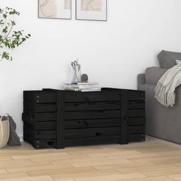 vidaXL Κουτί Αποθήκευσης Μαύρα 91x40,5x42 εκ. Μασίφ Ξύλο Πεύκου
