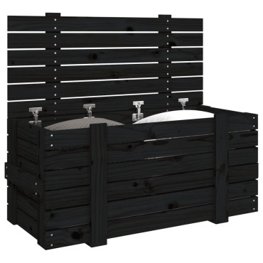 vidaXL Κουτί Αποθήκευσης Μαύρα 91x40,5x42 εκ. Μασίφ Ξύλο Πεύκου