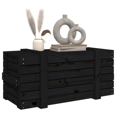 vidaXL Κουτί Αποθήκευσης Μαύρα 91x40,5x42 εκ. Μασίφ Ξύλο Πεύκου