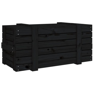 vidaXL Κουτί Αποθήκευσης Μαύρα 91x40,5x42 εκ. Μασίφ Ξύλο Πεύκου