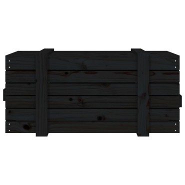vidaXL Κουτί Αποθήκευσης Μαύρα 91x40,5x42 εκ. Μασίφ Ξύλο Πεύκου