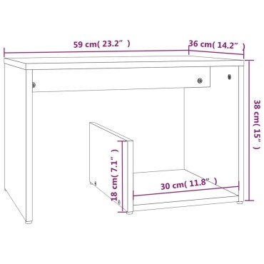 vidaXL Βοηθητικό Τραπέζι Καπνιστή Δρυς 59x36x38cm Επεξεργασμένο Ξύλο 1 τεμ.