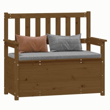 vidaXL Παγκάκι Μελί Καφέ 112,5x51,5x96,5cm από Μασίφ Ξύλο Πεύκου