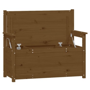 vidaXL Παγκάκι Μελί Καφέ 112,5x51,5x96,5cm από Μασίφ Ξύλο Πεύκου