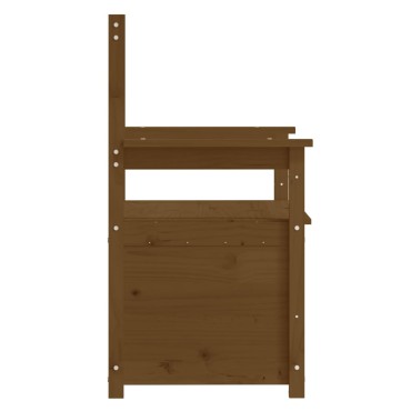vidaXL Παγκάκι Μελί Καφέ 112,5x51,5x96,5cm από Μασίφ Ξύλο Πεύκου