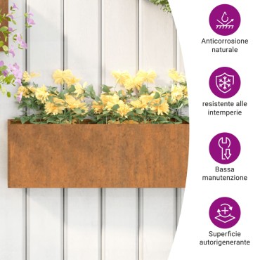 vidaXL Γλάστρες Τοίχου 2τεμ Σκουρ. 53x10x17εκ. Ατσάλι Σκληρ. στον Αέρα