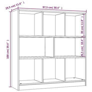 vidaXL Βιβλιοθήκη Καπνιστή Δρυς 97,5x29,5x100cm Επεξεργασμένο Ξύλο 1 τεμ.