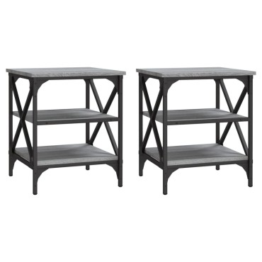 vidaXL Βοηθητικά Τραπέζια 2 τεμ. Γκρι Sonoma 40x42x50cm Επεξ. Ξύλο