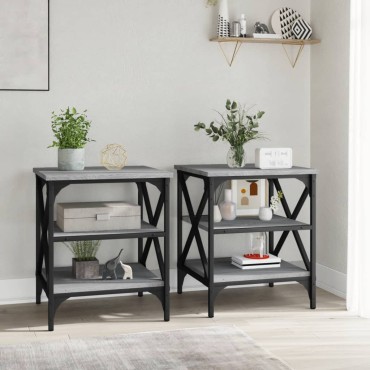 vidaXL Βοηθητικά Τραπέζια 2 τεμ. Γκρι Sonoma 40x42x50cm Επεξ. Ξύλο