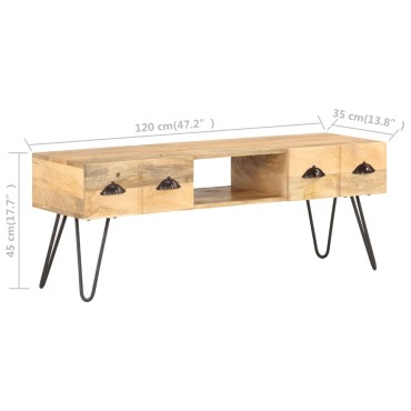 vidaXL Έπιπλο Τηλεόρασης 120x35x45cm από Μασίφ Ξύλο Μάνγκο