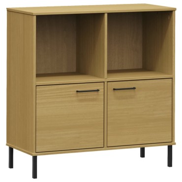vidaXL Βιβλιοθήκη OSLO Καφέ 90x35x90,5cm Μασίφ Ξύλο με Μεταλ. Πόδια 1 τεμ.