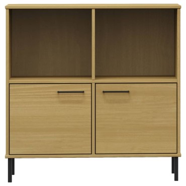 vidaXL Βιβλιοθήκη OSLO Καφέ 90x35x90,5cm Μασίφ Ξύλο με Μεταλ. Πόδια 1 τεμ.