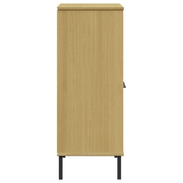 vidaXL Βιβλιοθήκη OSLO Καφέ 90x35x90,5cm Μασίφ Ξύλο με Μεταλ. Πόδια 1 τεμ.
