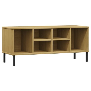 vidaXL Παπουτσοθήκη OSLO Καφέ 106x35x45cm Μασίφ Ξύλο με Μεταλ. Πόδια