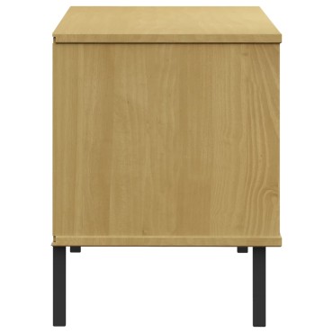 vidaXL Παπουτσοθήκη OSLO Καφέ 106x35x45cm Μασίφ Ξύλο με Μεταλ. Πόδια