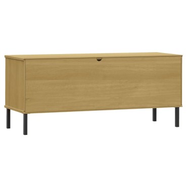 vidaXL Παπουτσοθήκη OSLO Καφέ 106x35x45cm Μασίφ Ξύλο με Μεταλ. Πόδια
