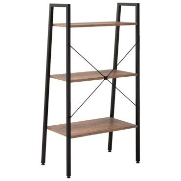 vidaXL Ραφιέρα 3 Επιπέδων Σκούρο Καφέ & Μαύρο 56x35x108cm 1 τεμ.
