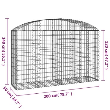 vidaXL Συρματοκιβώτιο Τοξωτό 200x50x120/140εκ. από Γαλβανισμένο Χάλυβα