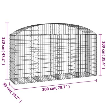 vidaXL Συρματοκιβώτιο Τοξωτό 200x50x100/120εκ. από Γαλβανισμένο Χάλυβα