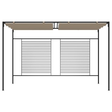 vidaXL Κιόσκι Γκρι / Μπεζ 3 x 4 x 2,3 εκ. 180 γρ./μ² με Συρόμενη Οροφή