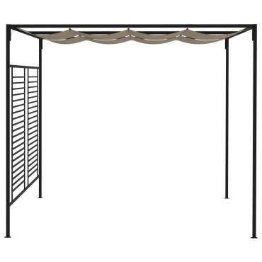vidaXL Κιόσκι Γκρι / Μπεζ 3 x 4 x 2,3 εκ. 180 γρ./μ² με Συρόμενη Οροφή