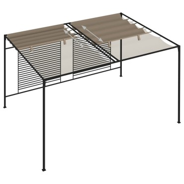 vidaXL Κιόσκι Γκρι / Μπεζ 3 x 4 x 2,3 εκ. 180 γρ./μ² με Συρόμενη Οροφή