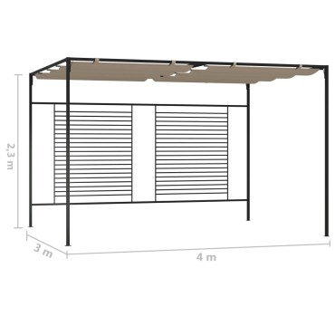 vidaXL Κιόσκι Γκρι / Μπεζ 3 x 4 x 2,3 εκ. 180 γρ./μ² με Συρόμενη Οροφή