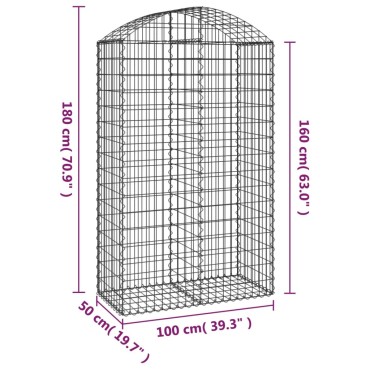 vidaXL Συρματοκιβώτιο Τοξωτό 100x50x160/180εκ. από Γαλβανισμένο Χάλυβα