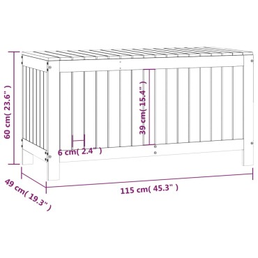 vidaXL Κουτί Αποθήκευσης Κήπου Λευκό 115x49x60cm Μασίφ Ξύλο Πεύκου 1 τεμ.