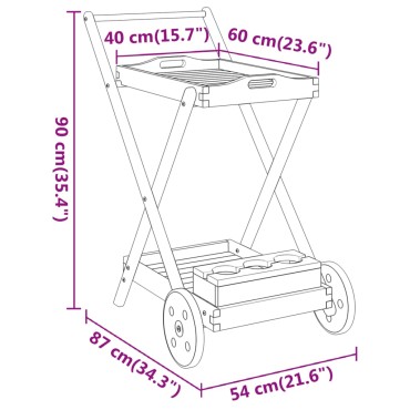 vidaXL Καρότσι Τσαγιού 54x87x90cm από Μασίφ Ξύλο Ακακίας 1 τεμ.