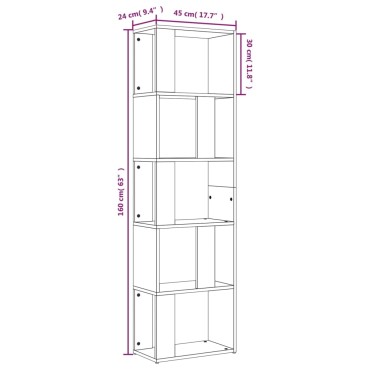 vidaXL Βιβλιοθήκη Καπνιστή Δρυς 45x24x160cm Επεξεργασμένο Ξύλο 1 τεμ.