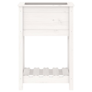 vidaXL Ζαρντινιέρα με Ράφι Λευκή 54 x 34,5 x 81 εκ. Μασίφ Ξύλο Πεύκου