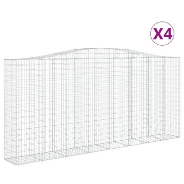 vidaXL Συρματοκιβώτια Τοξωτά 4 τεμ. 400x50x180/200 εκ. Γαλβαν. Ατσάλι