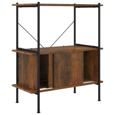 vidaXL Ραφιέρα 3 Επιπέδων με Ντουλάπι 80x40x92cm Ατσάλι/Επεξ. Ξύλο 1 τεμ.