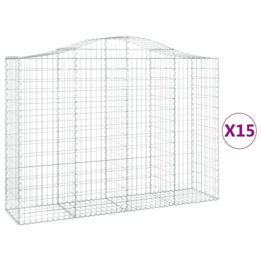 vidaXL Συρματοκιβώτια Τοξωτά 15 τεμ. 200x50x140/160 εκ. Γαλβαν. Ατσάλι