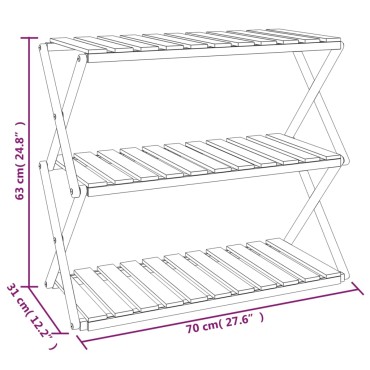 vidaXL Ραφιέρα με 3 Επίπεδα Καφέ 70x31x63cm από Μασίφ Ξύλο Ακακίας 1 τεμ.