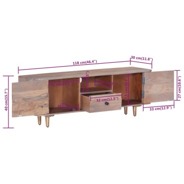vidaXL Έπιπλο Τηλεόρασης 118x30x40cm από Μασίφ Ξύλο Ακακίας