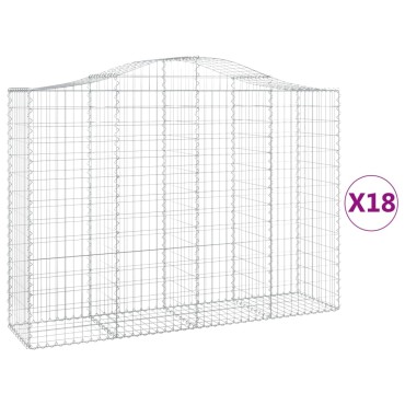 vidaXL Συρματοκιβώτια Τοξωτά 18 τεμ. 200x50x140/160 εκ. Γαλβαν. Ατσάλι