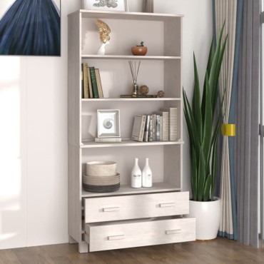 vidaXL Ντουλάπι HAMAR Λευκό από Μασίφ Ξύλο Πεύκου 85x35x180cm 1 τεμ.