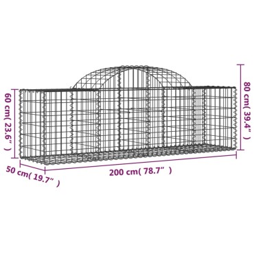 vidaXL Συρματοκιβώτιο Τοξωτό 200x50x60/80εκ. από Γαλβανισμένο Χάλυβα