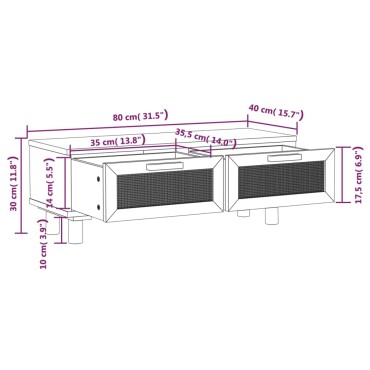 vidaXL Τραπεζάκι Σαλονιού Λευκό 80x40x30cm Επεξ. Ξύλο & Μασίφ Πεύκο 1 τεμ.