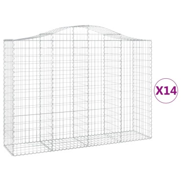 vidaXL Συρματοκιβώτια Τοξωτά 14 τεμ. 200x50x140/160 εκ. Γαλβαν. Ατσάλι
