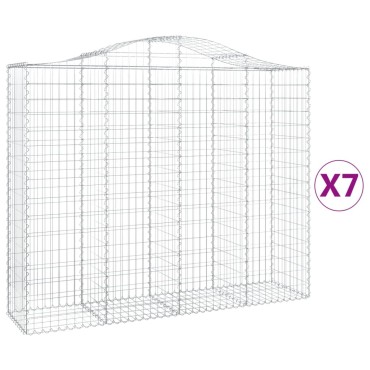 vidaXL Συρματοκιβώτια Τοξωτά 7 τεμ. 200x50x160/180 εκ. Γαλβαν. Ατσάλι