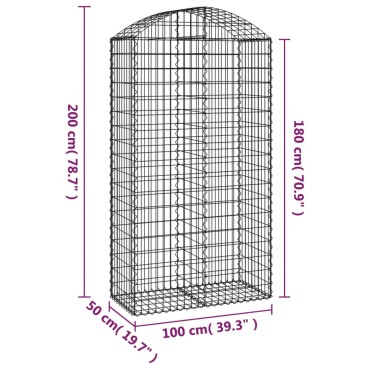vidaXL Συρματοκιβώτιο Τοξωτό 100x50x180/200εκ. από Γαλβανισμένο Χάλυβα