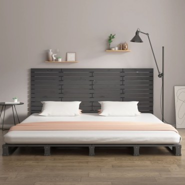 vidaXL Κεφαλάρι Τοίχου Γκρι 166x3x91,5cm από Μασίφ Ξύλο Πεύκου 1 τεμ.