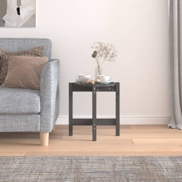 vidaXL Τραπεζάκι Σαλονιού Γκρι 42,5x45cm από Μασίφ Ξύλο Πεύκου 1 τεμ.