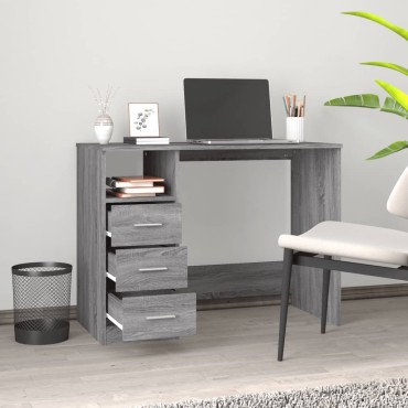 vidaXL Γραφείο με Συρτάρια Γκρι Sonoma 102x50x76cm Επεξεργασμένο Ξύλο 1 τεμ.